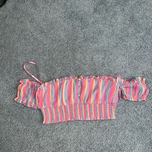 Off the shoulder crop top multicolor carnival